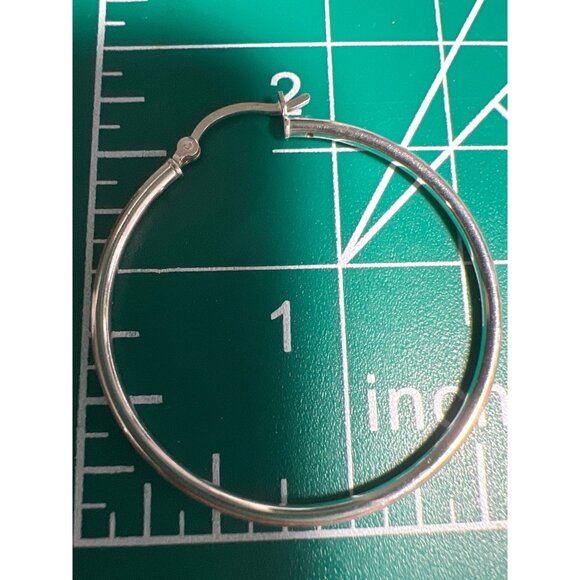 Sterling Silver Large Hoop Earrings 40mm 1.5" Snap Closure Mark SU925IN - Picture 5 of 5